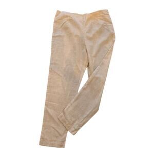 12 W for Woman Cotton Flax Pants Sheer Lightweight Side Zip Ivory 26" Inseam